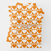 Orange und Weiße Herzen Geschenkpapier Set (Beispiel)