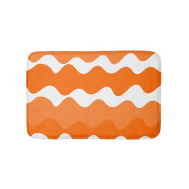Orange und weiße horizontale Wellenmuster Badematte
