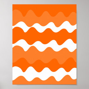 Orange und weiße horizontale Wellenmuster Poster