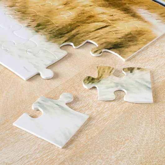 Orange und weiße Katze mit Stuhl Puzzle (Seite)