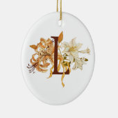 Orange und weiße Lilien, Buchstabe L Keramikornament (Rechts)