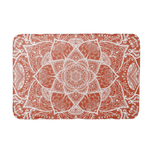 Orange und weiße Mandala - Loergann in der Badematte