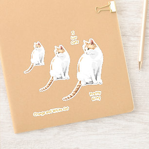 Orange und weiße niedliche Katzen-Aufkleber Aufkleber