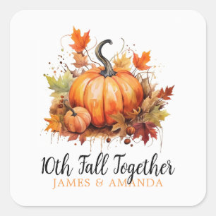 Orange und weiße Pumpkin Coupel Fall Quadratischer Aufkleber
