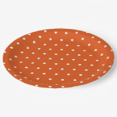 Orange und weiße Punkte Pappteller (Schrägansicht)
