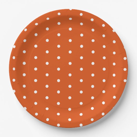 Orange und weiße Punkte Pappteller (Vorderseite)