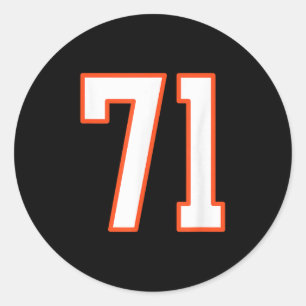 Orange und weiße Srts Nummer 71 Jersey Uniform Pla Runder Aufkleber