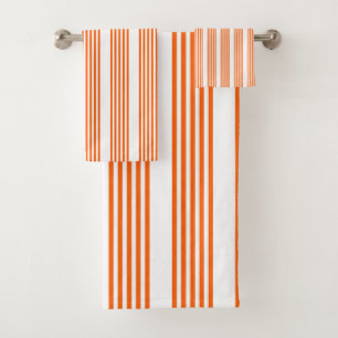 Orange und weiße Streifen Badhandtuch Set