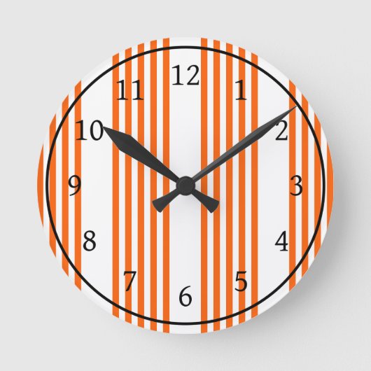 Orange und weiße Streifen Runde Wanduhr (Vorderseite)
