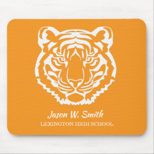 Orange und weiße Tigers Logo Schulmaskottchen Mousepad