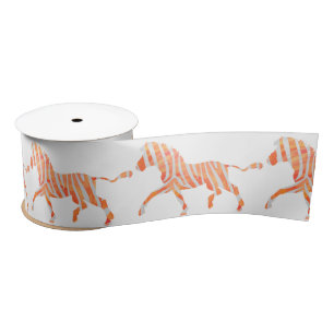Orange und weiße Zebra-Silhouette Satinband