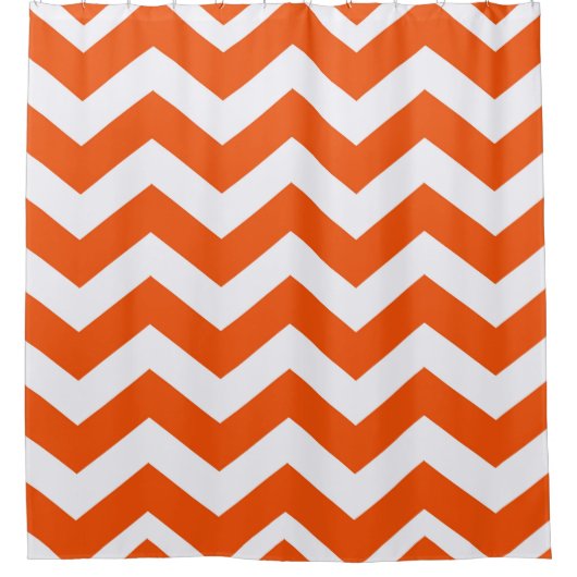Orange und weiße Zigzags Duschvorhang (Vorderseite)