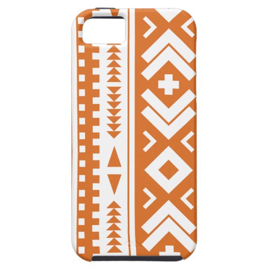 Orange und weißer gebrannt aztekischer Stammes- Case-Mate iPhone Hülle (Rückseite)