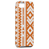 Orange und weißer gebrannt aztekischer Stammes- Case-Mate iPhone Hülle (Rückseite/rechts)