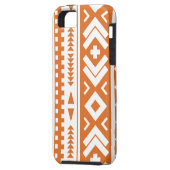 Orange und weißer gebrannt aztekischer Stammes- Case-Mate iPhone Hülle (Rückseite Links)