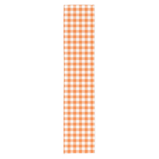 Orange und weißer Gingham überprüfter Kurzer Tischläufer (Vorderseite)