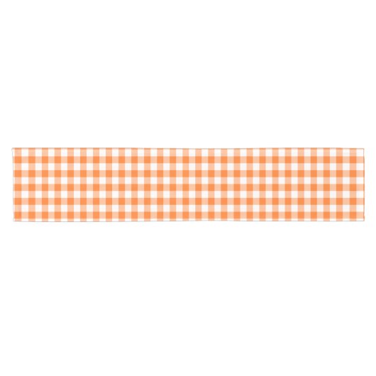 Orange und weißer Gingham überprüfter Kurzer Tischläufer (Horizontal)