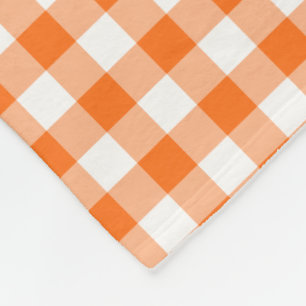 Orange und weißer Gingham überprüftes Muster Fleecedecke
