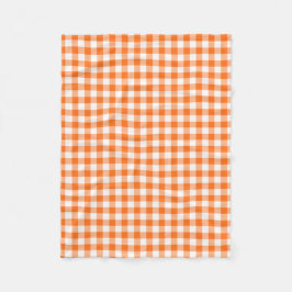 Orange und weißer Gingham überprüftes Muster Fleecedecke