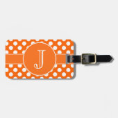 Orange und weißer Polka-Punkt mit Monogramm Gepäckanhänger (Vorderseite horizontal)