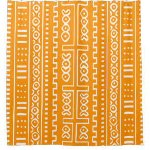 Orange und weißer Schlamm-Stoff Duschvorhang