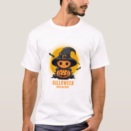 Orange und weißes Halloween mit eigener Marke T-Shirt
