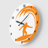 Orange und weißes Surfen Große Wanduhr (Winkel)