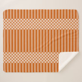 Orange- und Weißgeometrische Schachbrett und Strei Sherpadecke (Vorderseite (Horizontal))