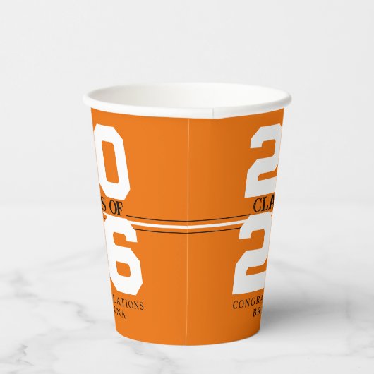 Orange- und Weißklasse des Personalisierten Abschl Pappbecher (Rechts)