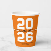 Orange- und Weißklasse des Personalisierten Abschl Pappbecher (Vorderseite)