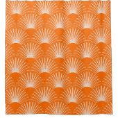 Orange und White Art Deco Muster Duschvorhang (Vorderseite)