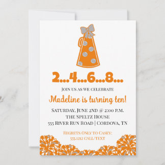 Orange und White Cheer Einladung zum Geburtstag