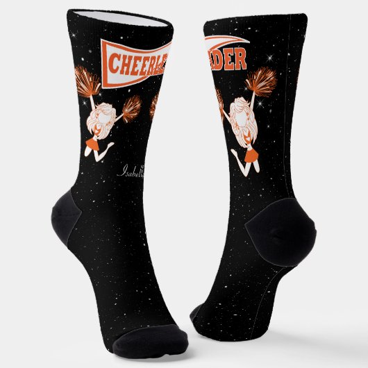 Orange und White Cheerleader Girl Socks Socken (Gewinkelt)