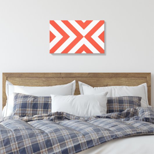 Orange und White Chevrons Leinwanddruck (Insitu (Schlafzimmer))