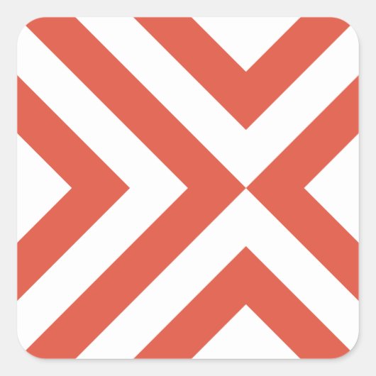 Orange und White Chevrons Quadratischer Aufkleber (Vorderseite)