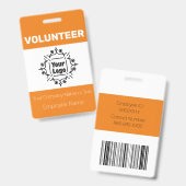 Orange und White Custom Logo Freiwillige Worker-ID Ausweis (Vorder- & Rückseite)