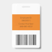 Orange und White Custom Logo Freiwillige Worker-ID Ausweis (Rückseite)