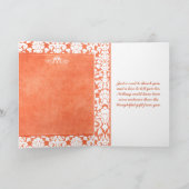 Orange und White Damask Danke Karte (Innenseite)