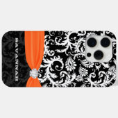 Orange und White Damask Drucke Imitate Kristall Case-Mate iPhone Hülle (Rückseite (Horizontal))