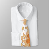Orange und White Floral Neck Tie Krawatte (Gebunden)
