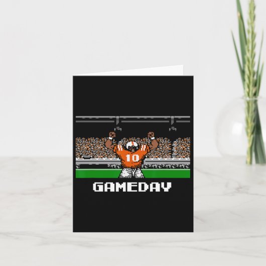 Orange und White Football Gameday 8 Bit Video Game Karte (Vorderseite)
