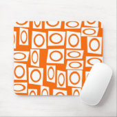 Orange und White Fun Circle Square Muster Mousepad (Mit Mouse)