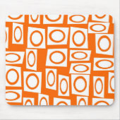 Orange und White Fun Circle Square Muster Mousepad (Vorne)