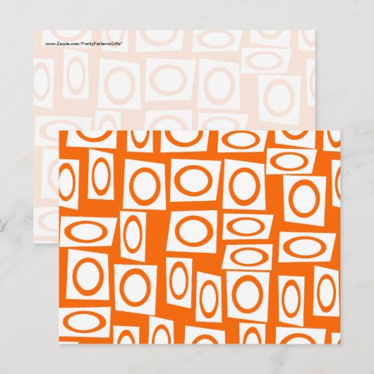 Orange und White Fun Circle Square Muster Postkarte (Vorne/Hinten)