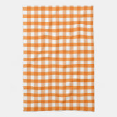 Orange und White Gingham Checkered Halloween Geschirrtuch (Vertikal)