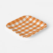 Orange und White Gingham Checkered Halloween Pappteller (Gewinkelt)