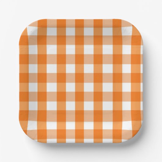 Orange und White Gingham Checkered Halloween Pappteller (Vorderseite)