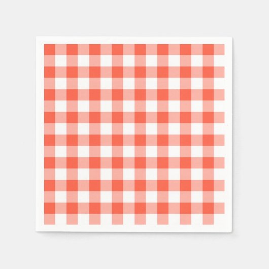 Orange und White Gingham Karo Muster Serviette (Vorderseite)