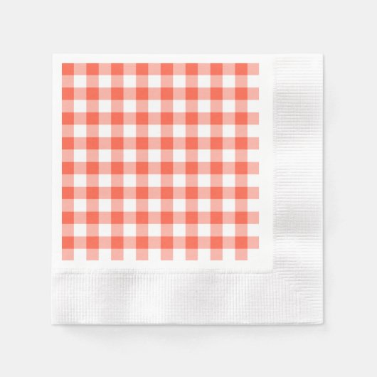 Orange und White Gingham Karo Muster Serviette (Vorderseite)