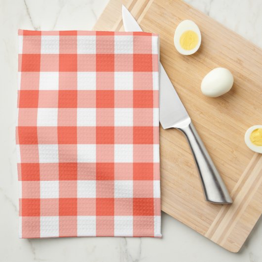 Orange und White Gingham Karo Pattern Küchentuch (Viertel Falte)